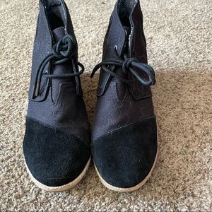 Toms Black Wedge Heels
